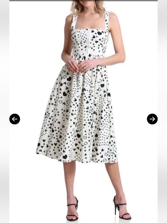 Avec Les Filles Dresses & Skirts - Avec Les Filles Women’s White Midi Dress with Black Heart Print Size 6